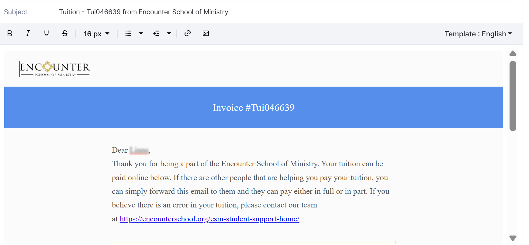 Tuition Email
