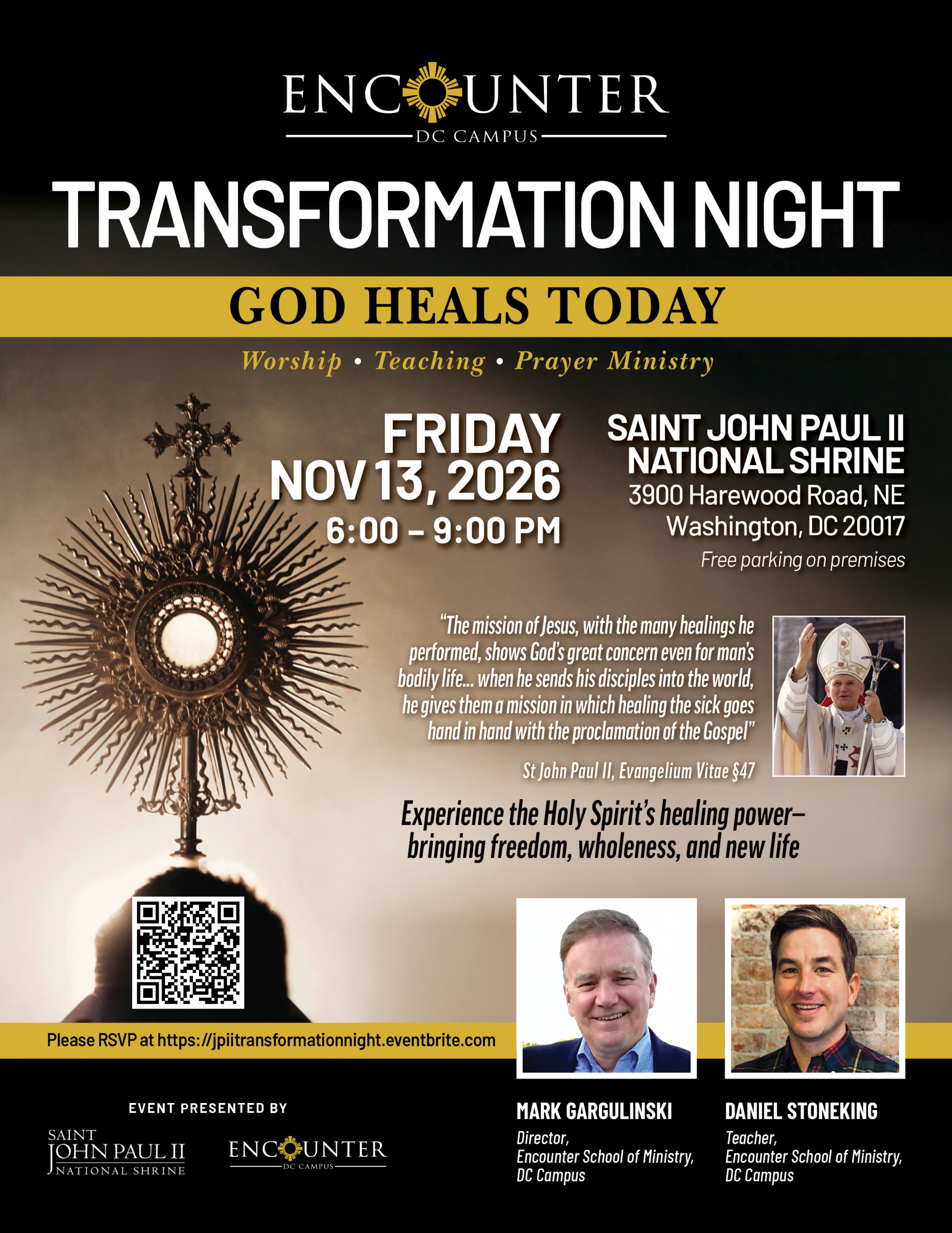Transformation Night, November 13, 2026 at the JPII Shrine starting at 6pm.